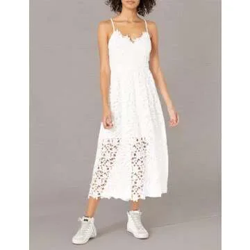 ASTR the Label Lace Fit & Flare Midi Dress - White