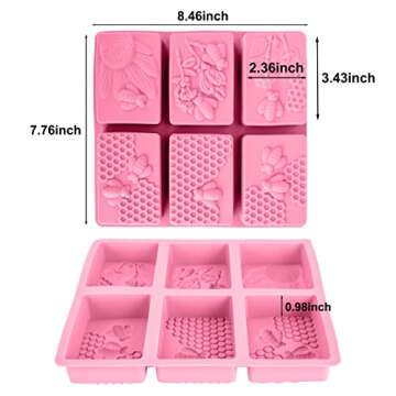 2PCS Bee Soap Silicone Fondant Molds - Honeycomb Cake Molds Beehive Ice Cube Tray Chocolate Mold Set for Cookies Mousse Pudding Candle Muffin Baking Tray Mold - Pink & Gray