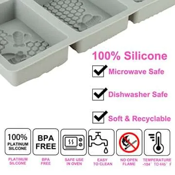 2PCS Bee Soap Silicone Fondant Molds - Honeycomb Cake Molds Beehive Ice Cube Tray Chocolate Mold Set for Cookies Mousse Pudding Candle Muffin Baking Tray Mold - Pink & Gray