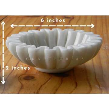 CRAFTFOBIA HandCrafted Marble Bowl/Antique Scallop Bowls/Fruit Bowl set/Vintage Ring Dish/Decorative Ruffle Flower catch all dish/HouseWarming Wedding Gift/Urli