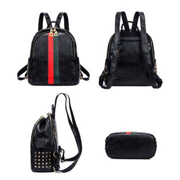 Mynos Fashion Backpack Bag Purse For Women - Chic Leather Mini Rucksack