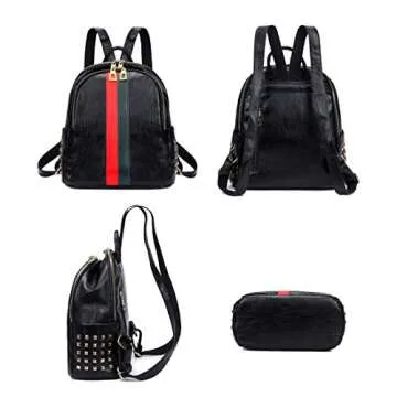 Mynos Fashion Backpack Bag Purse For Women - Chic Leather Mini Rucksack