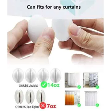 4 Packs Shower Curtain Weights, Magnetic Silicone Wrapped Heavy Duty Premium Shower Curtain Liner Clips Added Weight, Work for Drapery, Tablecloth, Flag - 4 Pack(White)