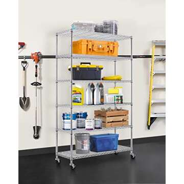 48 Lx18 Wx72 H Wire Shelving Unit Heavy Duty Height Adjustable NSF Certification Utility Rolling Ste...