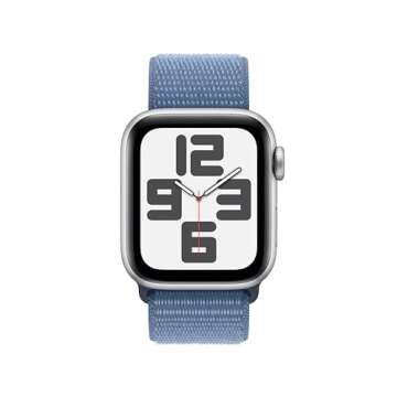 Apple Watch SE (2nd Gen) [GPS 40mm] Smartwatch with Silver Aluminum Case with Winter Blue Sport Loop...