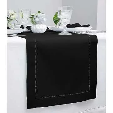 Elegant Black Linen Table Runner - Versatile Dining Decor