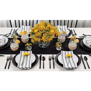 Elegant Black Linen Table Runner - Versatile Dining Decor