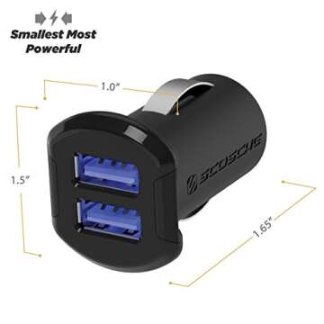 Scosche USBC242M ReVolt Universal Cigarette Lighter Multi Device Compact Dual Port USB Car Charger, ...