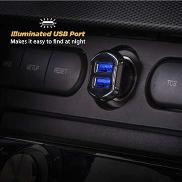 Scosche USBC242M ReVolt Universal Cigarette Lighter Multi Device Compact Dual Port USB Car Charger, Fast Charge Two Devices Simultaneously, Black