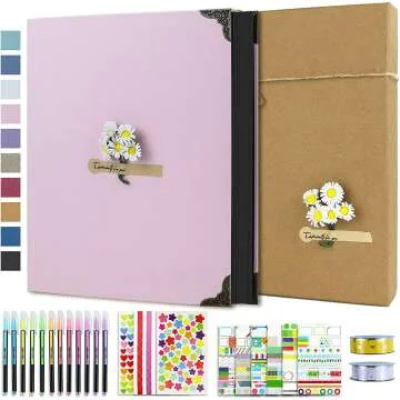 DIY Scrapbook Album Kit with Pens and Stickers