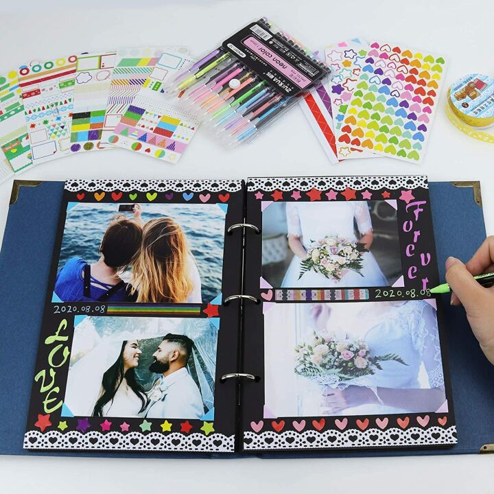DIY Scrapbook Album Kit with Pens and Stickers