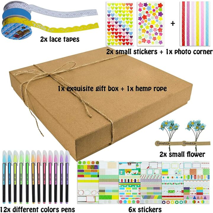 DIY Scrapbook Album Kit with Pens and Stickers