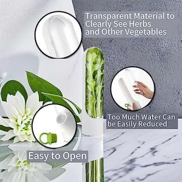 Herb Saver for Refrigerator, Fresh Herb Keeper- Herb Saver Pod Containers, Herb Fresh Keeper for Refrigerator,Herb Storage for Cilantro,Parsley, Asparagus,Keeps Vegetables Fresh for 2-3 Week（3pcs）