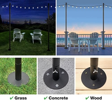 Sturdy Bistro String Light Poles by Excello - 10 Feet High