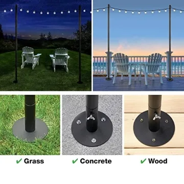 Sturdy Bistro String Light Poles by Excello - 10 Feet High