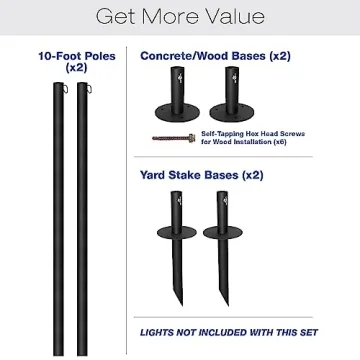 Sturdy Bistro String Light Poles by Excello - 10 Feet High