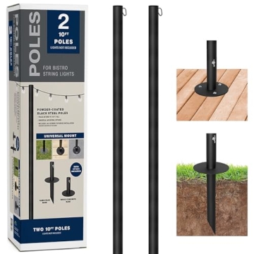 Sturdy Bistro String Light Poles by Excello - 10 Feet High