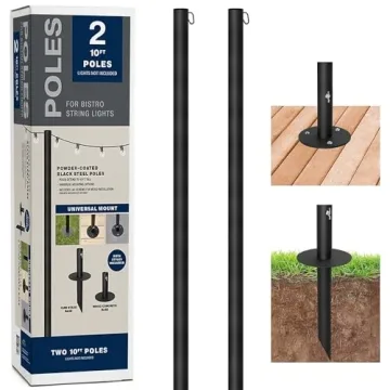 Sturdy Bistro String Light Poles by Excello - 10 Feet High