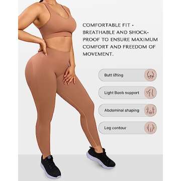 Cosmolle Women 2 Pieces Workout Sets High Waisted Yoga Leggings with Stretch Seamless Sports Bra Gym Tracksuits Active Set