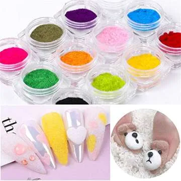 12 Boxes Velvet Nail Glitter Dust Polish Candy Color Nail Art Powder Flocking Velvet Pigment For Nails DIY Decoration Tips