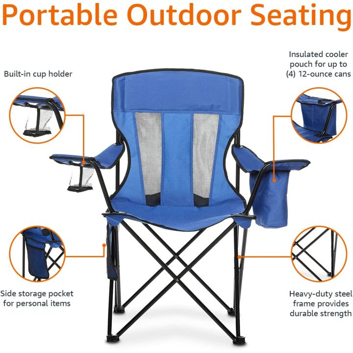 Comfortable Folding Mesh-Back Camping Chair - Amazon Basics