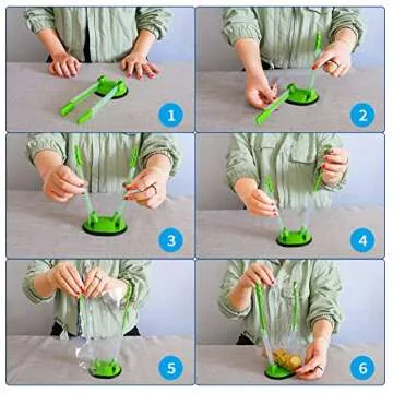 Adjustable Baggy Rack Stand 2 Pack. Tezam Prop Plastic Ziploc Freezer Storage Bags Open Hands-Free to Pour Leftovers, Snacks and Meal Prep Ingredients With No Food Spills or Kitchen Mess