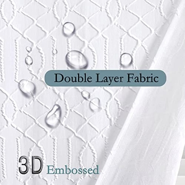 OWENIE Luxurious White Shower Curtain - 3D Embossed Design