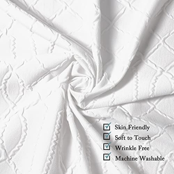 OWENIE Luxurious White Shower Curtain - 3D Embossed Design