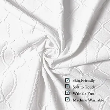 OWENIE Luxurious White Shower Curtain - 3D Embossed Design