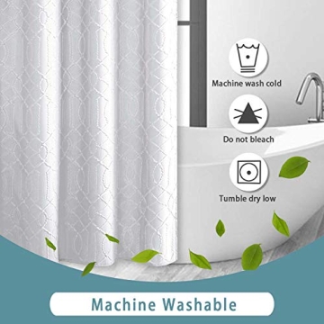 OWENIE Luxurious White Shower Curtain - 3D Embossed Design