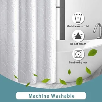 OWENIE Luxurious White Shower Curtain - 3D Embossed Design