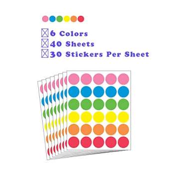 Hcode 1200Pcs 1 Inch Color Coding Stickers for Garage Sales & Labeling - 6 Colors Available