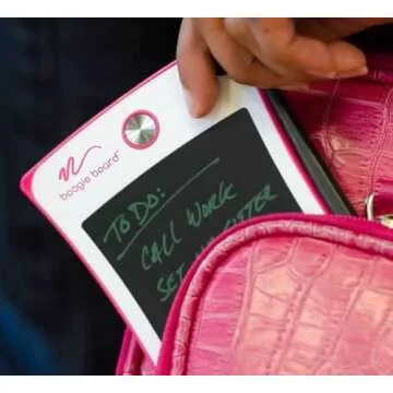 Boogie Board Jot Pocket Writing Tablet - Includes Small 4.5 inch LCD Writing Tablet, Instant Erase, Stylus Pen and Built-in Kickstand, Pink