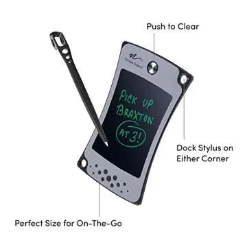 Boogie Board Jot Pocket Writing Tablet - Includes Small 4.5 inch LCD Writing Tablet, Instant Erase, Stylus Pen and Built-in Kickstand, Pink