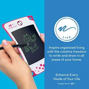 Boogie Board Jot Pocket Writing Tablet - Includes Small 4.5 inch LCD Writing Tablet, Instant Erase, Stylus Pen and Built-in Kickstand, Pink