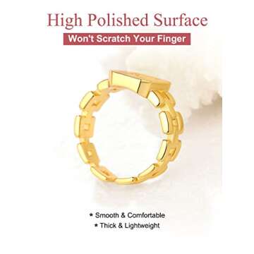 FOCALOOK Gold Initial Rings for Women, Sparkly Crystal Cubic Zirconia Inlaid Alphabet Letter Adjustable Stackable Ring (A)