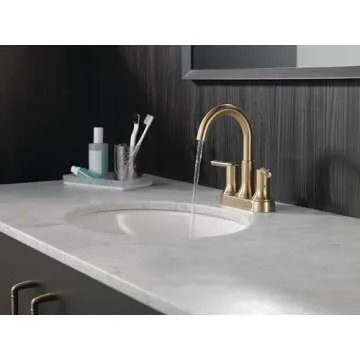 Elevate Your Bathroom with the DELTA Trinsic Centerset Faucet in Champagne Bronze