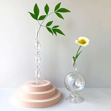 Amanman Candle Stick Candle Holder, Glass Candle Holders for Table Centerpiece, Modern Style Iridescent Candle Holder Mixed 4pcs