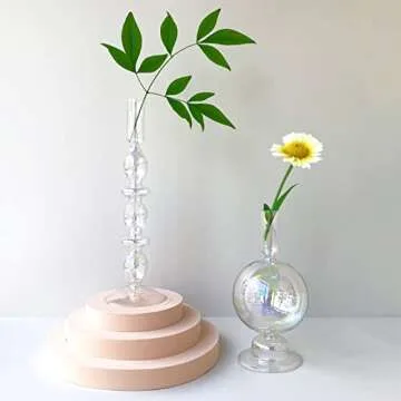 Amanman Candle Stick Candle Holder, Glass Candle Holders for Table Centerpiece, Modern Style Iridescent Candle Holder Mixed 4pcs