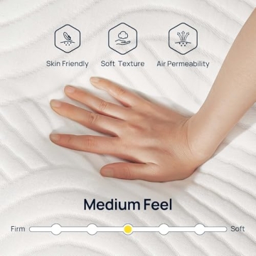 Rolanstar Twin Size Mattress 8 Inch, Gel Memory Foam Mattress for Pressure Relief, Fiberglass-Free Comfort Mattress in a Box, Medium Firm Mattres for Kids, CertiPUR-US Certified, White