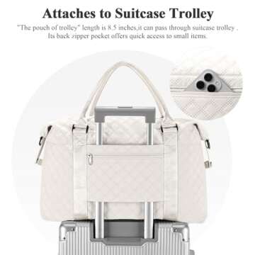 Travel Duffel Bag,Shoulder Weekender Overnight Bag for Women,Personal Item Carry On Bag,Beige