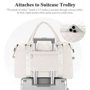 Travel Duffel Bag,Shoulder Weekender Overnight Bag for Women,Personal Item Carry On Bag,Beige