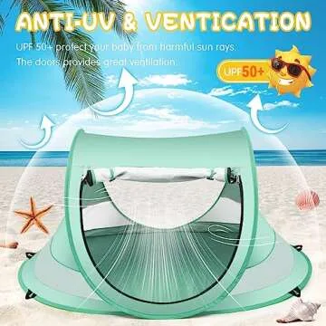 Baby Beach Tent,Large Pop Up Beach Tent Sun Shade for Beach,Portable Baby Travel Tent with Mosquito ...