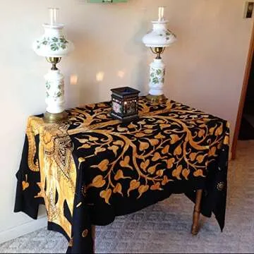 Your Spirit Space Black/Gold Elephant Tapestry