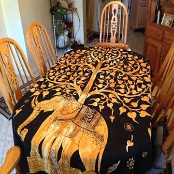 Your Spirit Space Black/Gold Elephant Tapestry