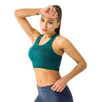 Redqenting High Support Sports Bras Women Yoga Bra Seamless Bralette Workout Bras Padded Green