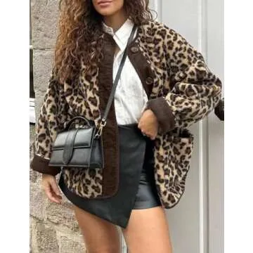 Eisctnd Women's Fuzzy Fleece Jacket - Stylish Leopard Print Outerwear