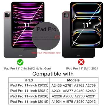 JETech Case for iPad Pro 11-Inch, 2022/2021/2020/2018 Model (4th/3rd/2nd/1st Generation), Compatible with Pencil, Cover Auto Wake/Sleep (Black)