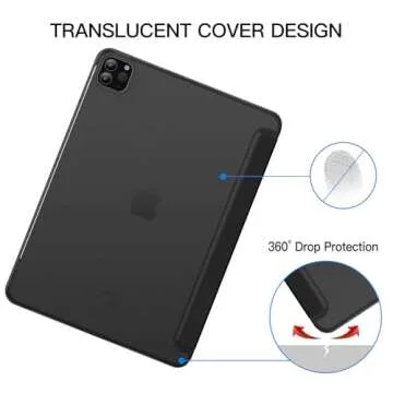 JETech Case for iPad Pro 11-Inch, 2022/2021/2020/2018 Model (4th/3rd/2nd/1st Generation), Compatible with Pencil, Cover Auto Wake/Sleep (Black)