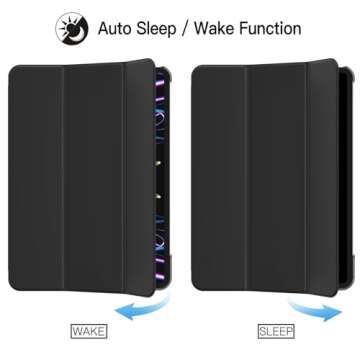 JETech Case for iPad Pro 11-Inch, 2022/2021/2020/2018 Model (4th/3rd/2nd/1st Generation), Compatible with Pencil, Cover Auto Wake/Sleep (Black)
